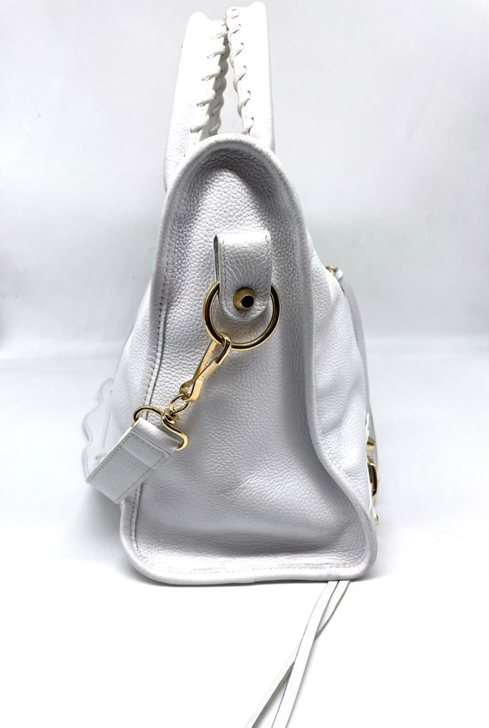 BALENCIAGA Motorcycle City White Handbag