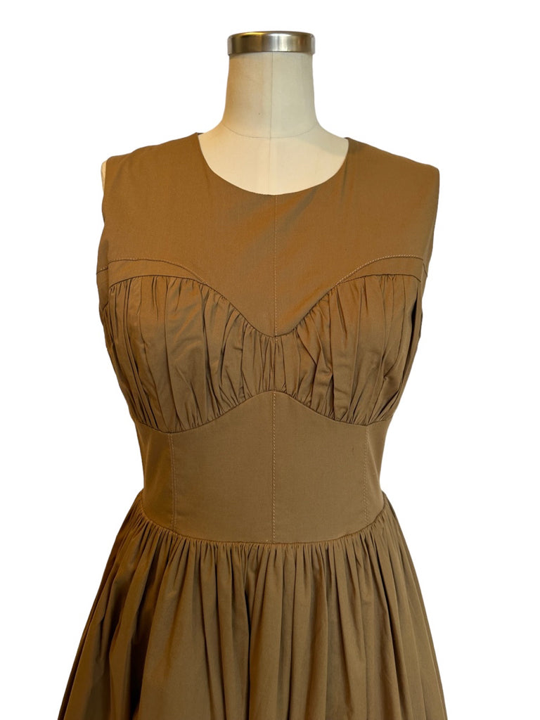TOVE Gathered Sleeveless Brown Dress Size 36 Dress