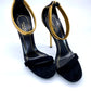 GUCCI Black Suede Leather & Gold Python Ankle Strap Heals | Size 38 1/2