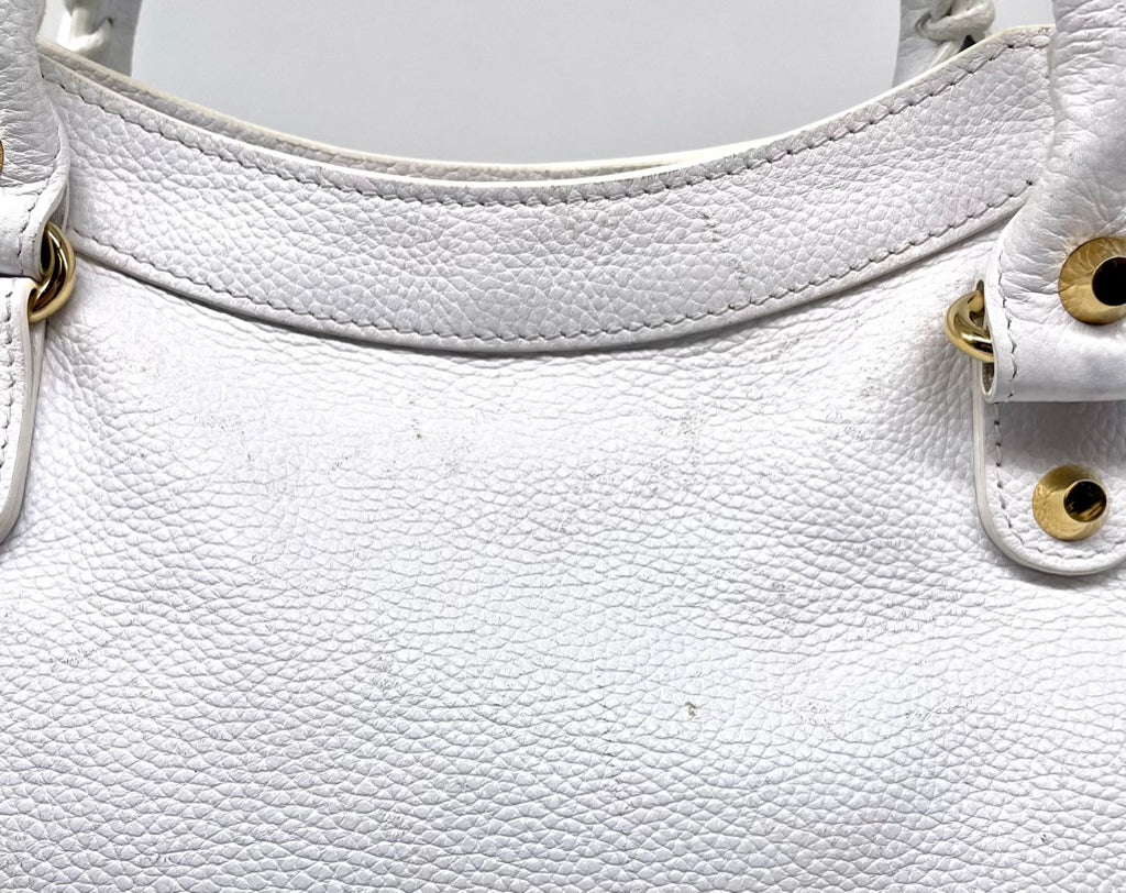 BALENCIAGA Motorcycle City White Handbag