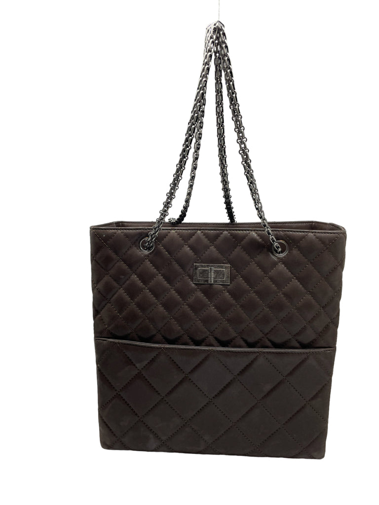 CHANEL CHANEL Brown Iridescent Quilted Calfskin Tall 2 Tote