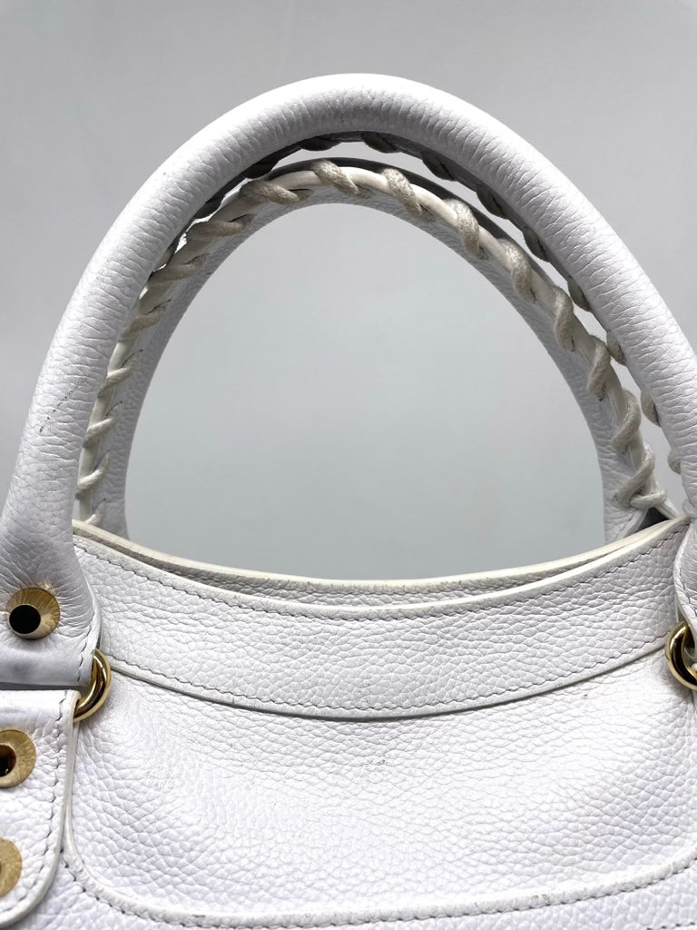 BALENCIAGA Motorcycle City White Handbag