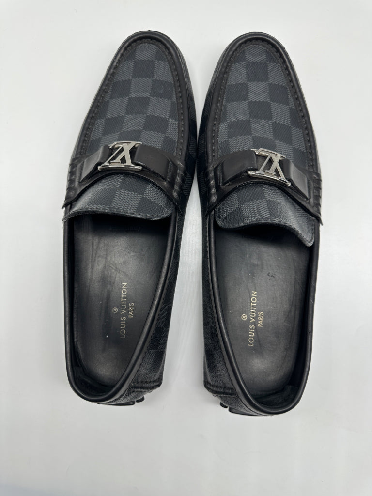 LOUIS VUITTON Men 7.5 Loafers In Damier With Lv Buckle