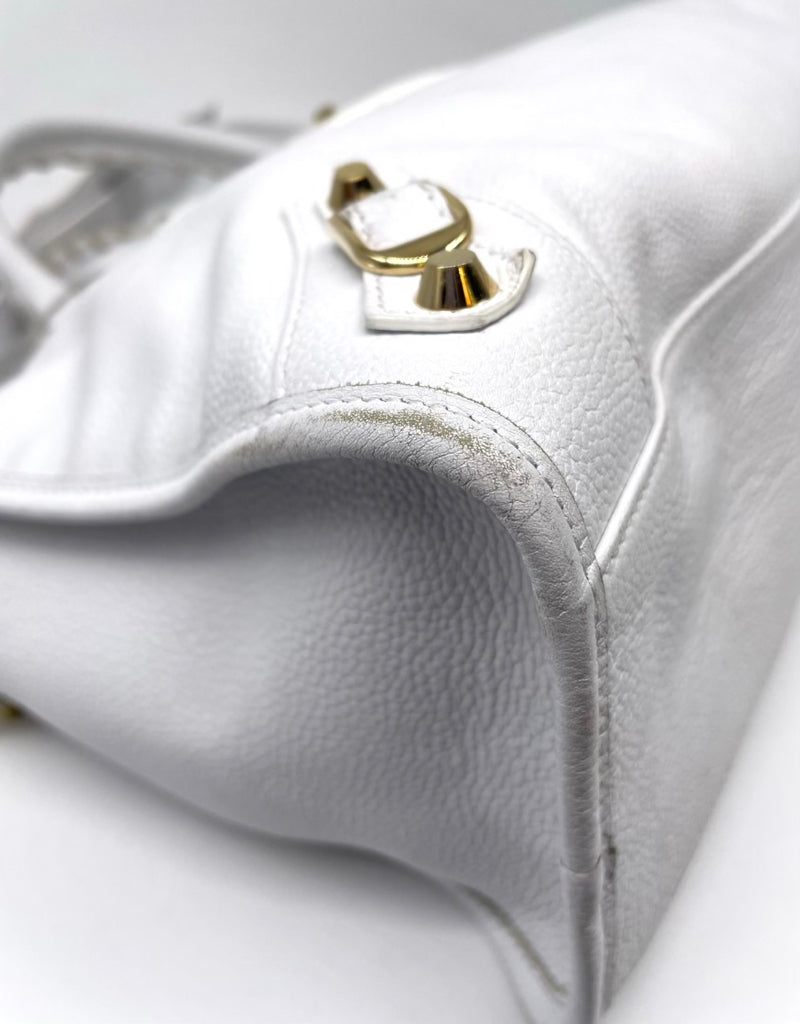 BALENCIAGA Motorcycle City White Handbag