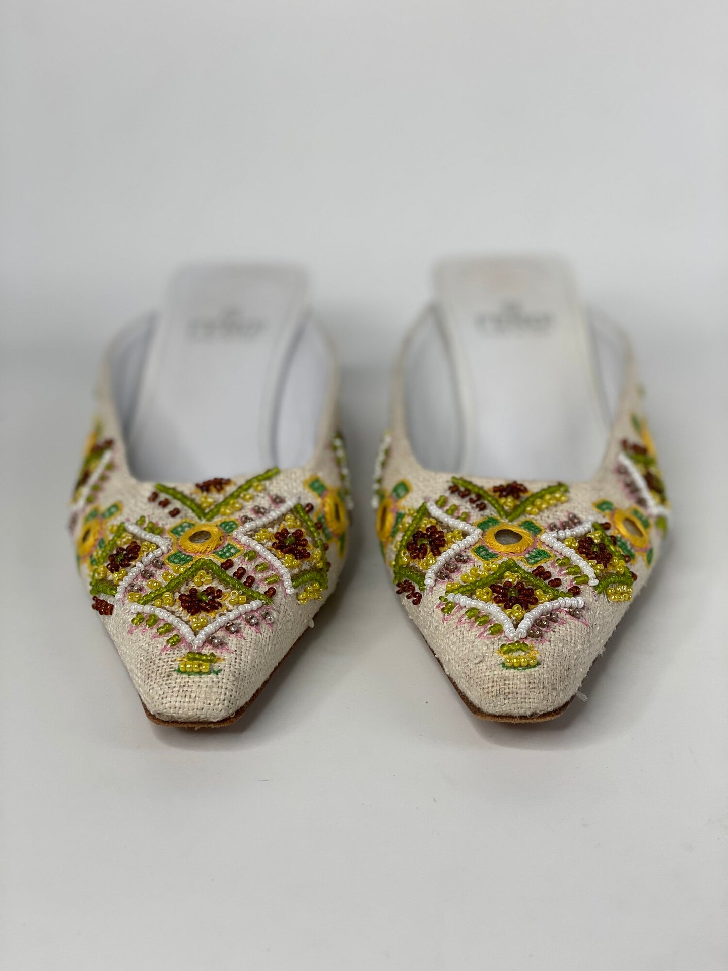 FENDI Vintage Woven Embellishments Mule Pumps | Size 5 1/2