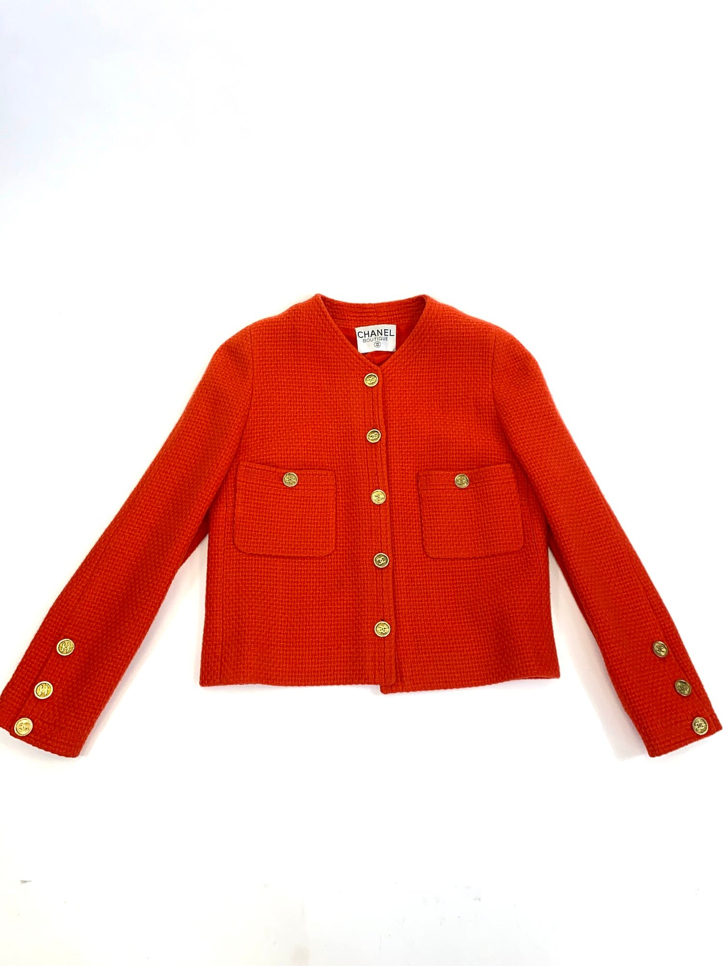 Chanel Orange Tweed Vintage Blazer