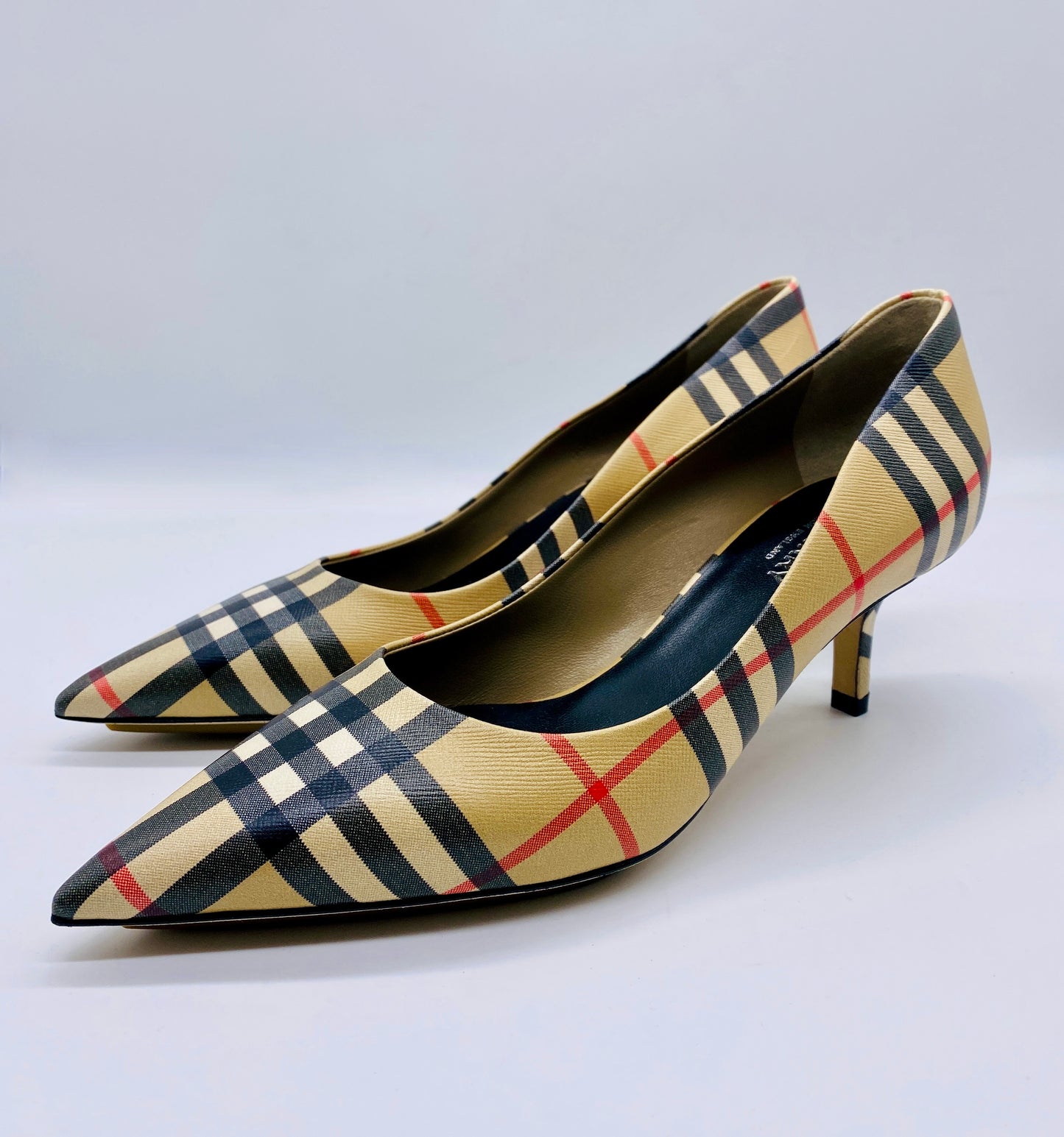 BURBERRY Aubry Check Pointed Toe Pumps | Size 36