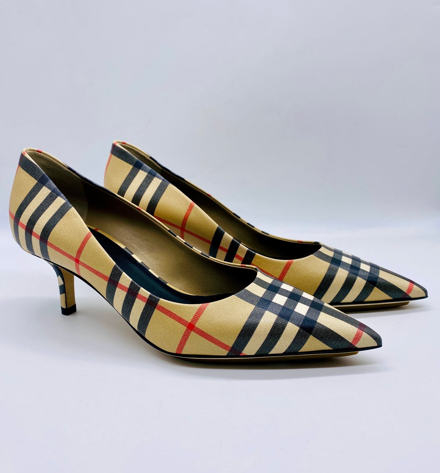 BURBERRY Aubry Check Pointed Toe Pumps | Size 36