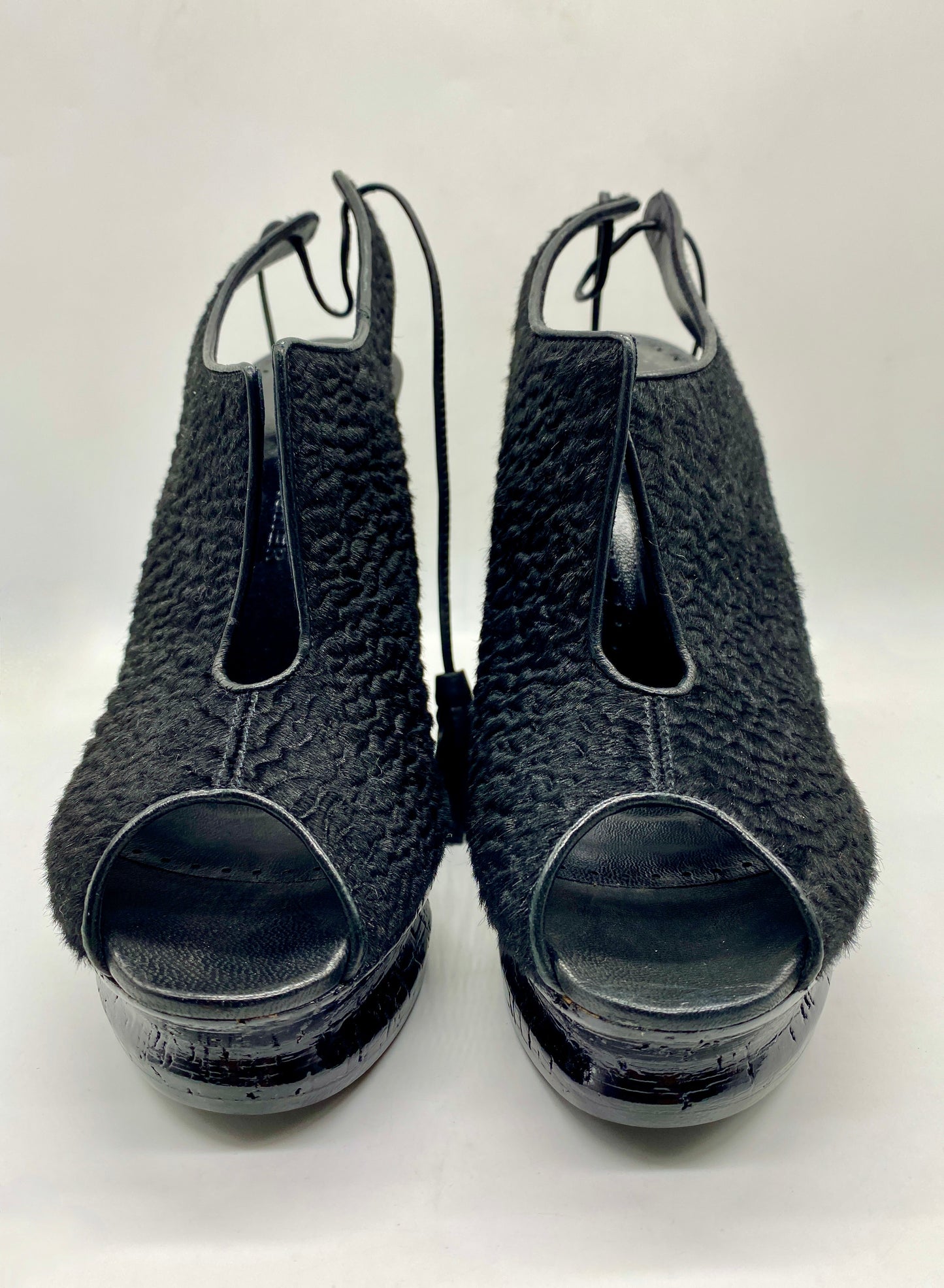 ALEXANDER WANG Black Platform Tie Wedges | Size 39