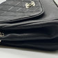 CHANEL Black Leather Silver Hardware Handbag