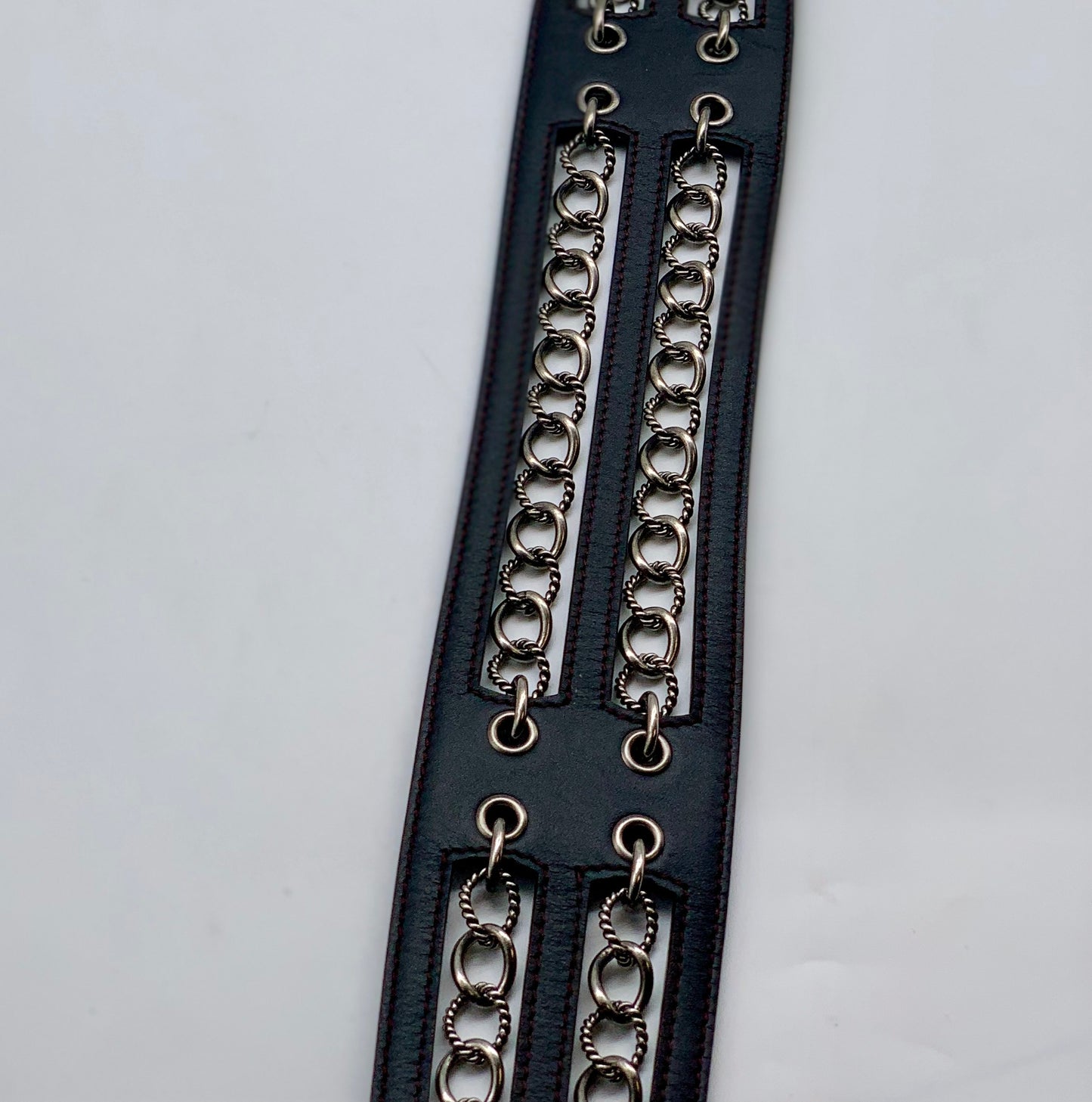 CHANEL Back Chain Leather Wide Belt  Size 85/34