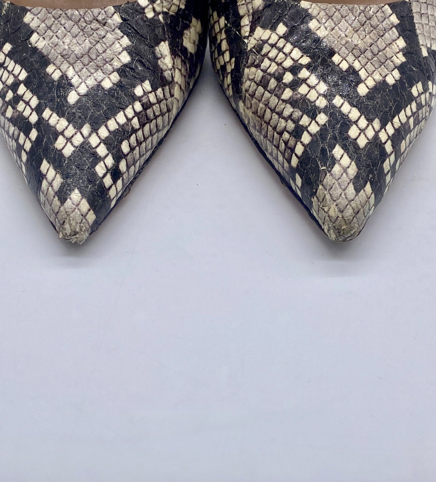 AQUAZZURA RENDEZ VOUS Snakeskin Silver Mule Pump SIZE 7 1/2