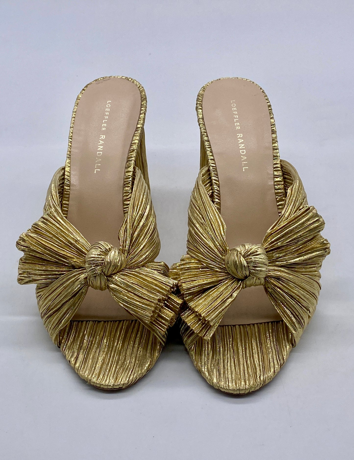 LOEFFLER RANDALL Emilia Gold Leather Mule Heel Sandal | Size 41