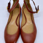 CHLOE Brown Round Ankle Strap Flats | Size 38 1/2