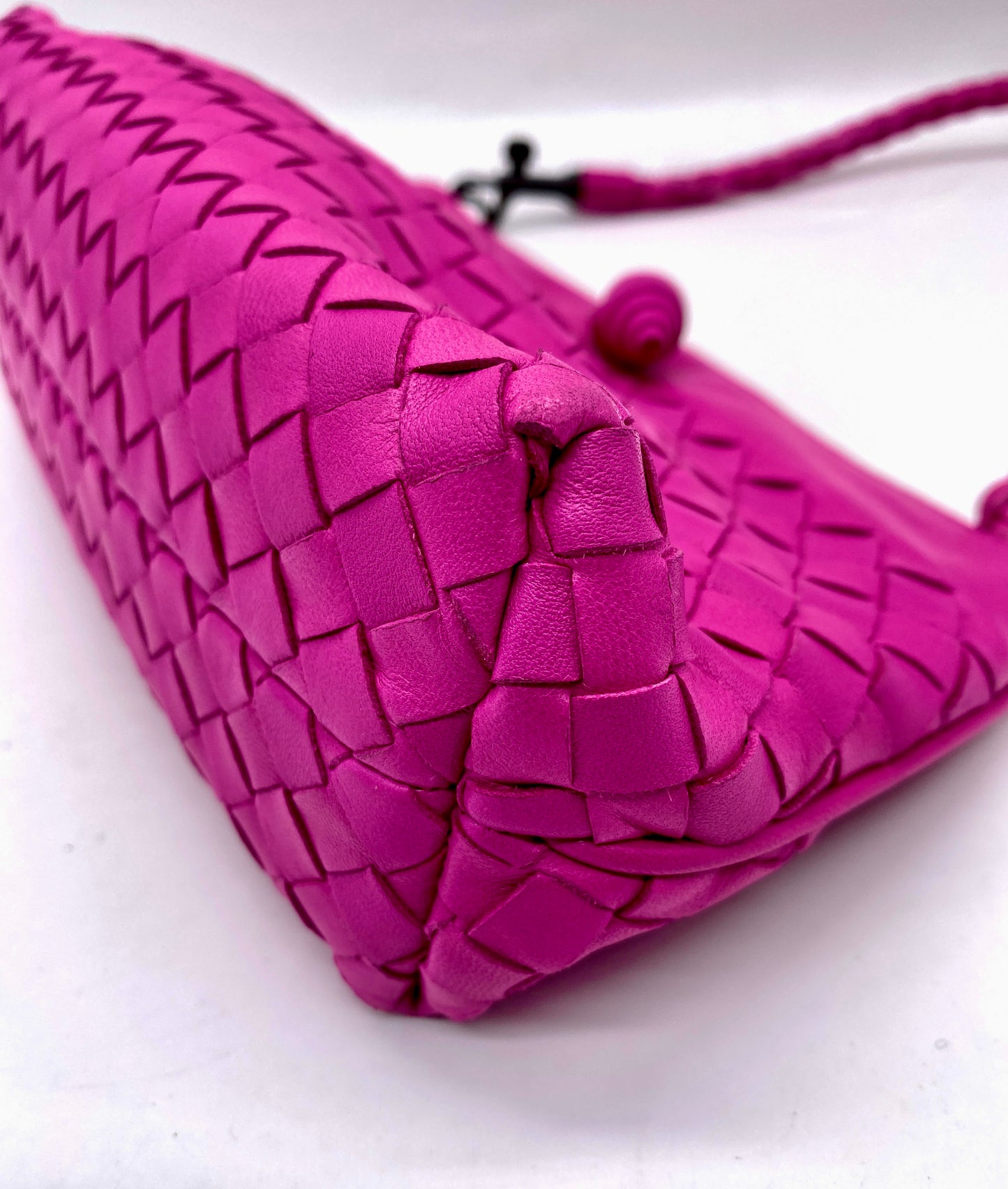 BOTTEGA VENETA Fuchsia Leather Mini Shoulder Handbag