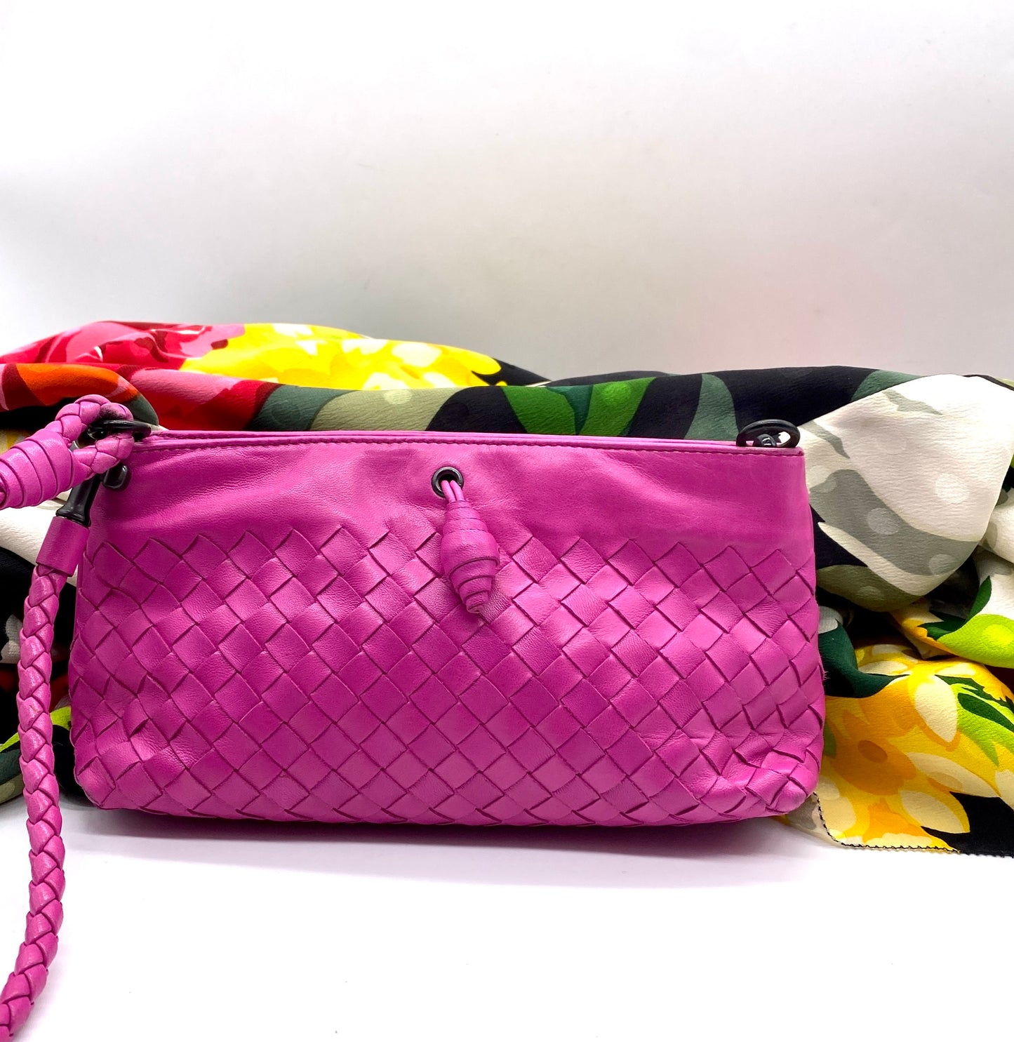 BOTTEGA VENETA Fuchsia Leather Mini Shoulder Handbag