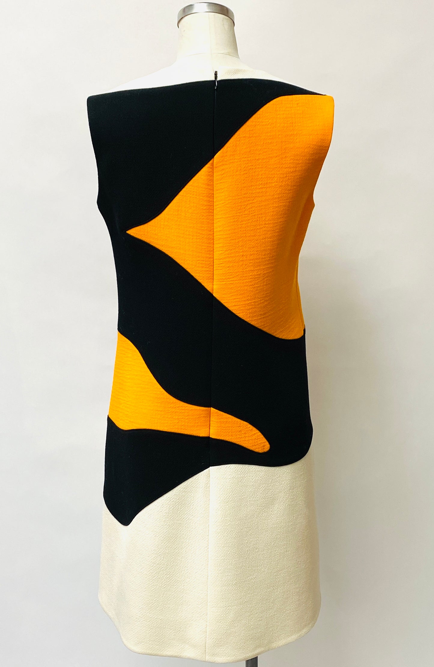 CHRISTIAN DIOR White Orange Black Sleeveless Dress | Size 8