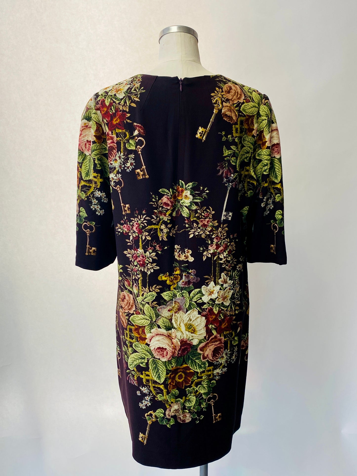 Purple Floral & Key Pattern Dress | Size 50