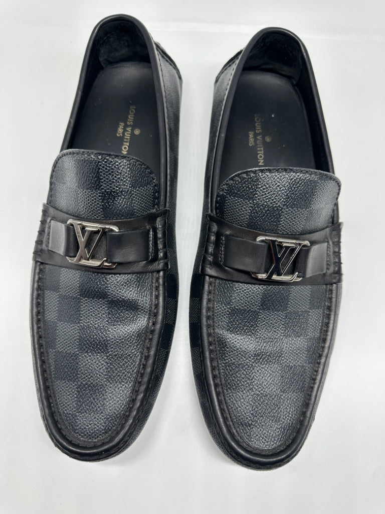 LOUIS VUITTON Men 7.5 Loafers In Damier With Lv Buckle