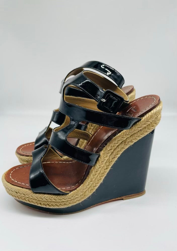 CHRISTIAN LOUBUITIN Black Patent Sandal