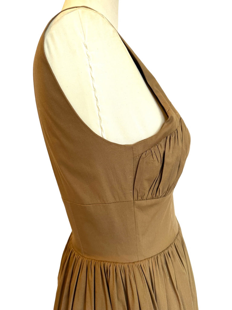TOVE Gathered Sleeveless Brown Dress Size 36 Dress