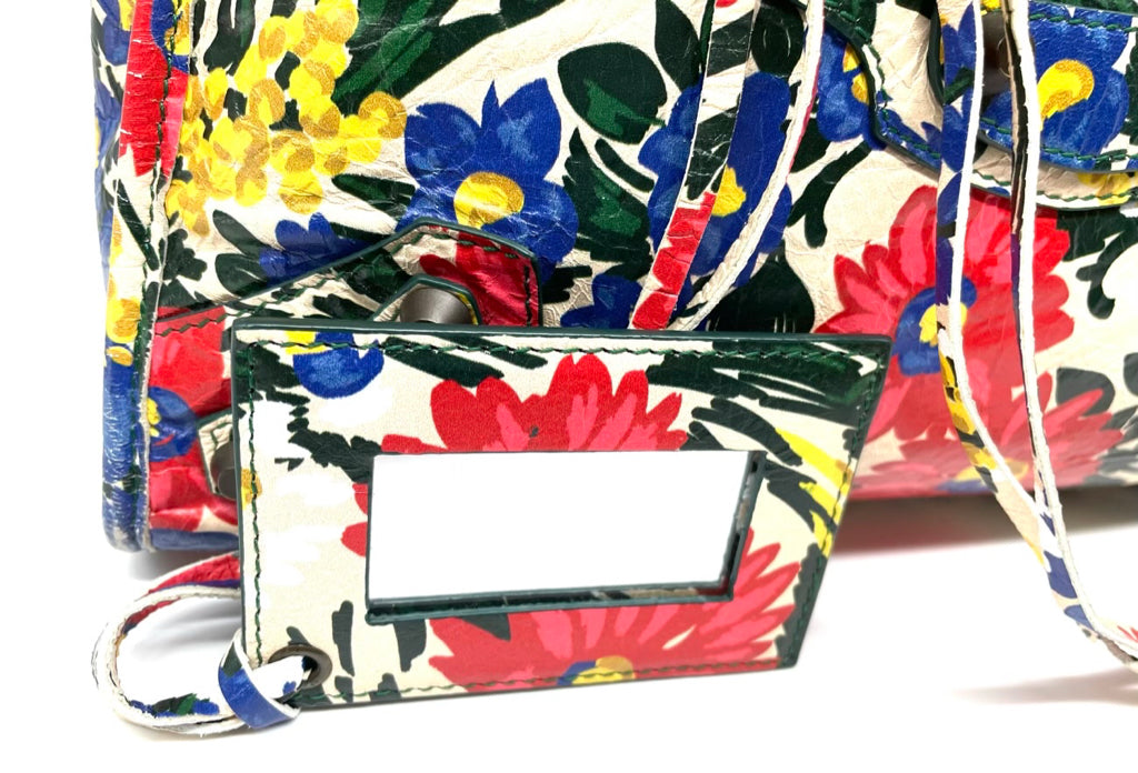 BALENCIAGA Floral Moto Shoulder Crossbody Handbag