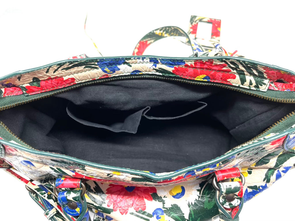 BALENCIAGA Floral Moto Shoulder Crossbody Handbag