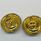 CHANEL Vintage Pearl & Text Gold Clip-on Earrings