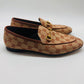 GUCCI Brown/Camel Canvas Logo Loafers 38