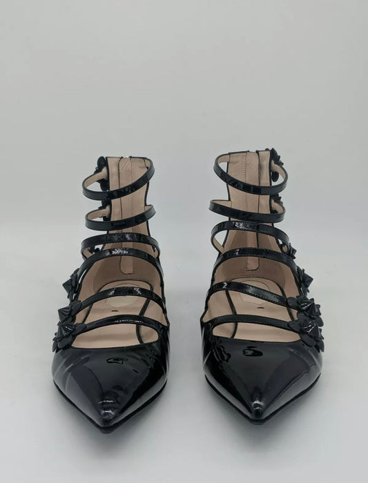 FENDI Patent Leather Flowerland Pointed-Toe Flats | Size 38 1/2