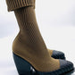 CHLOE Ankle Brown Block Rylee Sock Boot