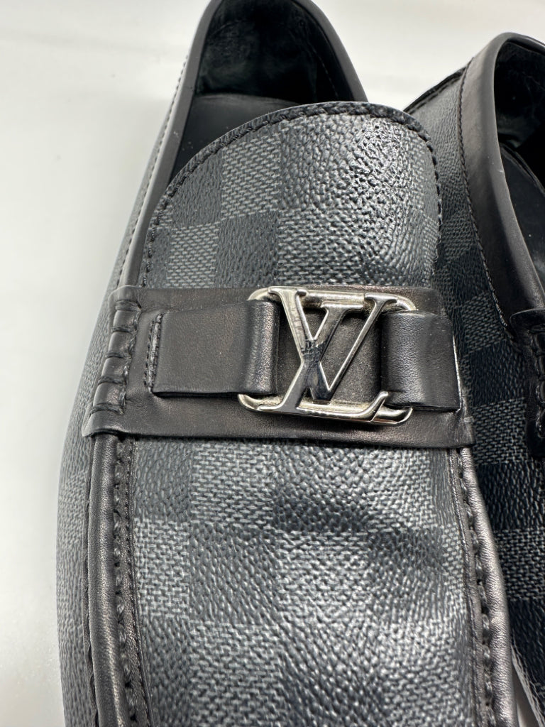LOUIS VUITTON Men 7.5 Loafers In Damier With Lv Buckle