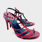 FENDI Red Black Snakeskin Sandal | Size 37 1/2