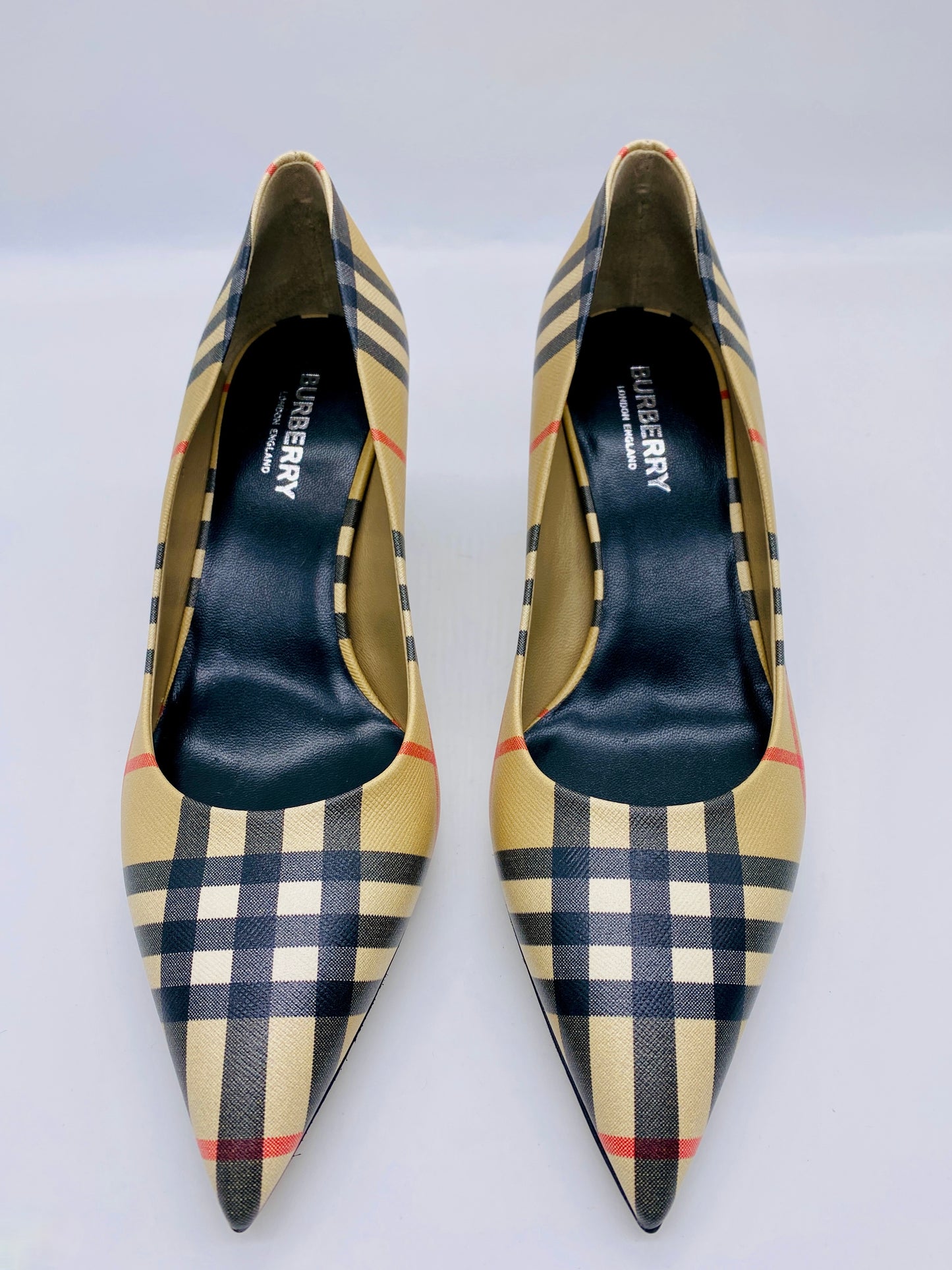 BURBERRY Aubry Check Pointed Toe Pumps | Size 36