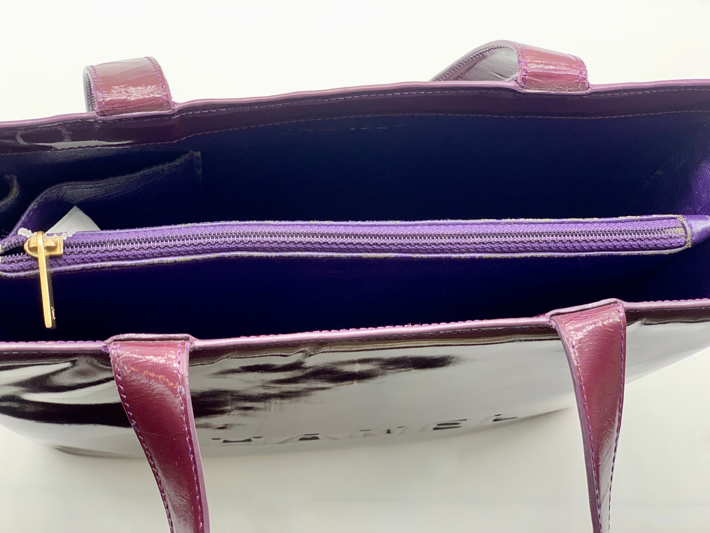 CHANEL Purple Patent Shoulder Vintage Handbag