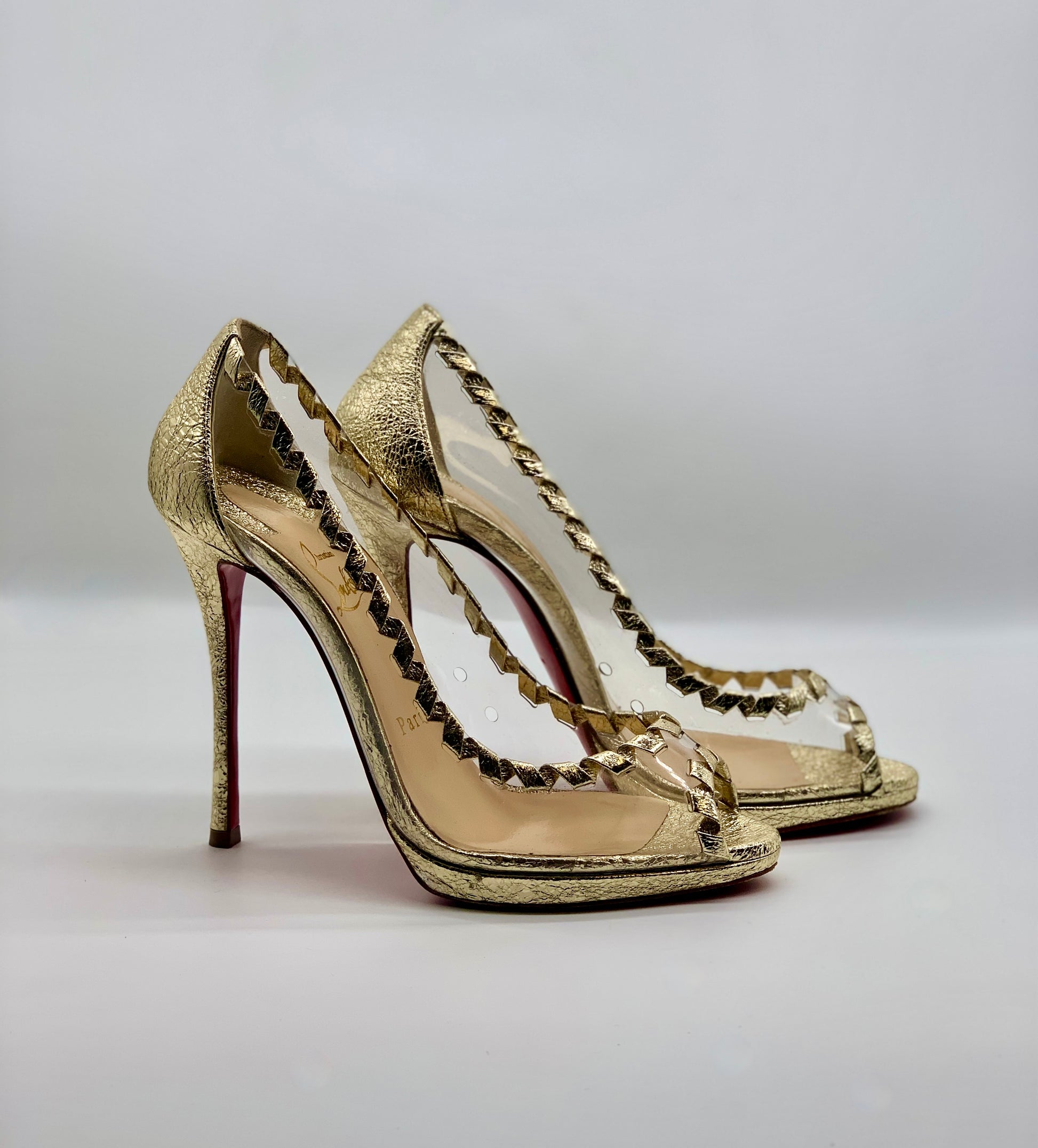 Shoes, Christian Louboutin Size 36 Pvc Gold Stilettos