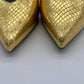 SAINT LAURENT Gold Snakeskin Metallic Pointy Toe Heel | Size 39 1/2