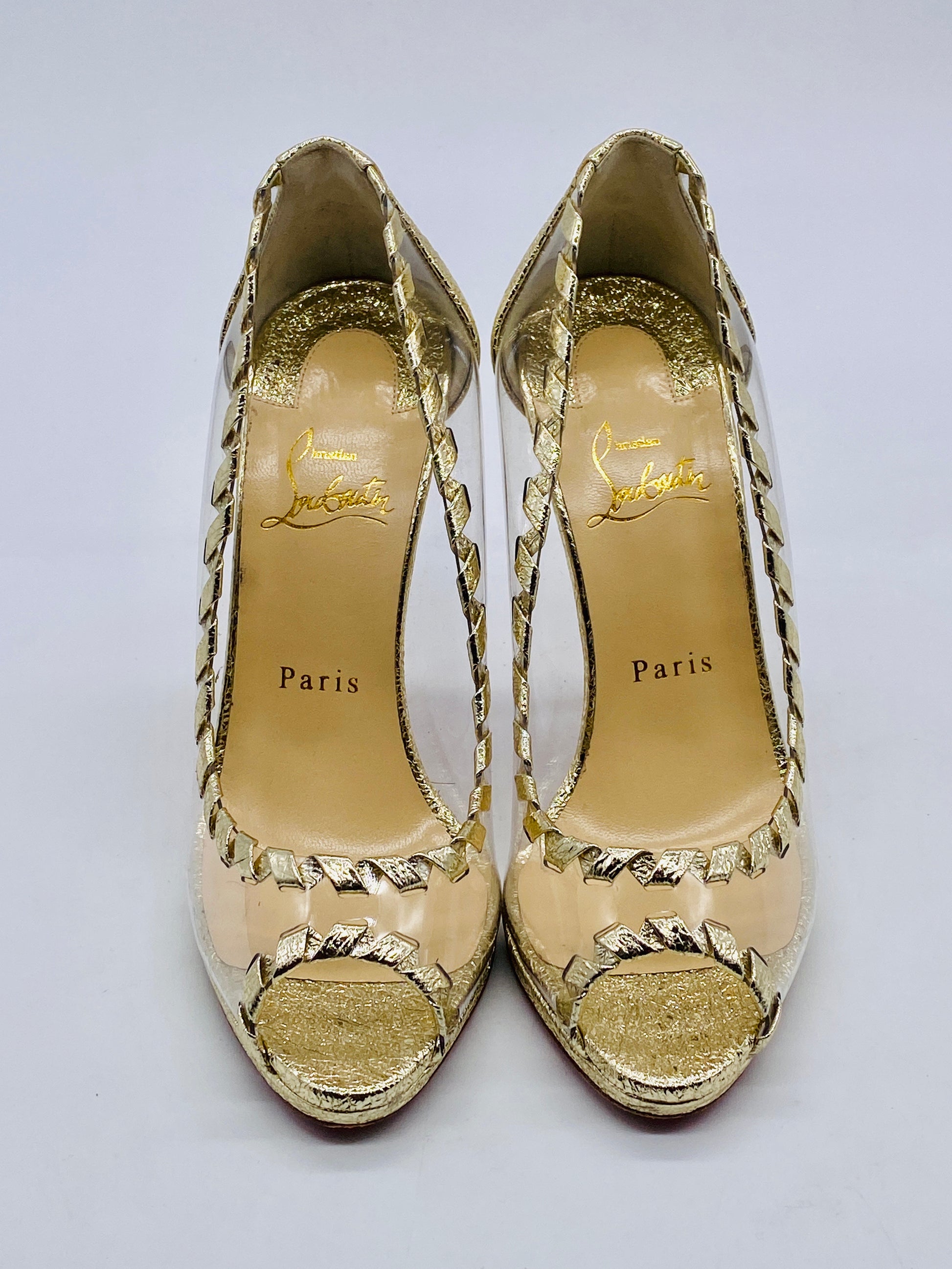 Christian Louboutin Paris Flats Slippers Gold Ballet Shoes EU 38