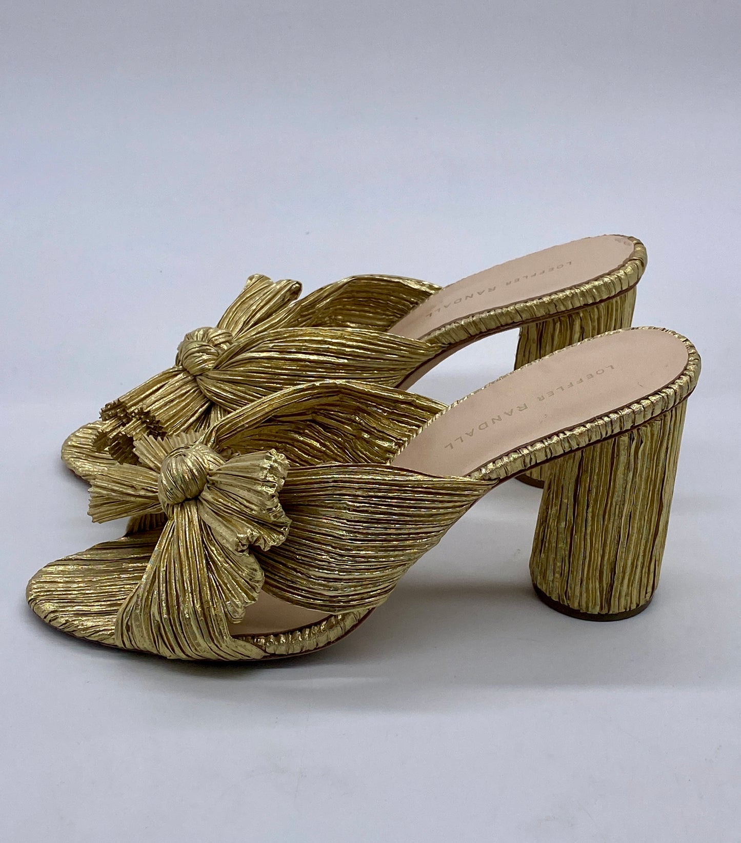 LOEFFLER RANDALL Emilia Gold Leather Mule Heel Sandal | Size 41