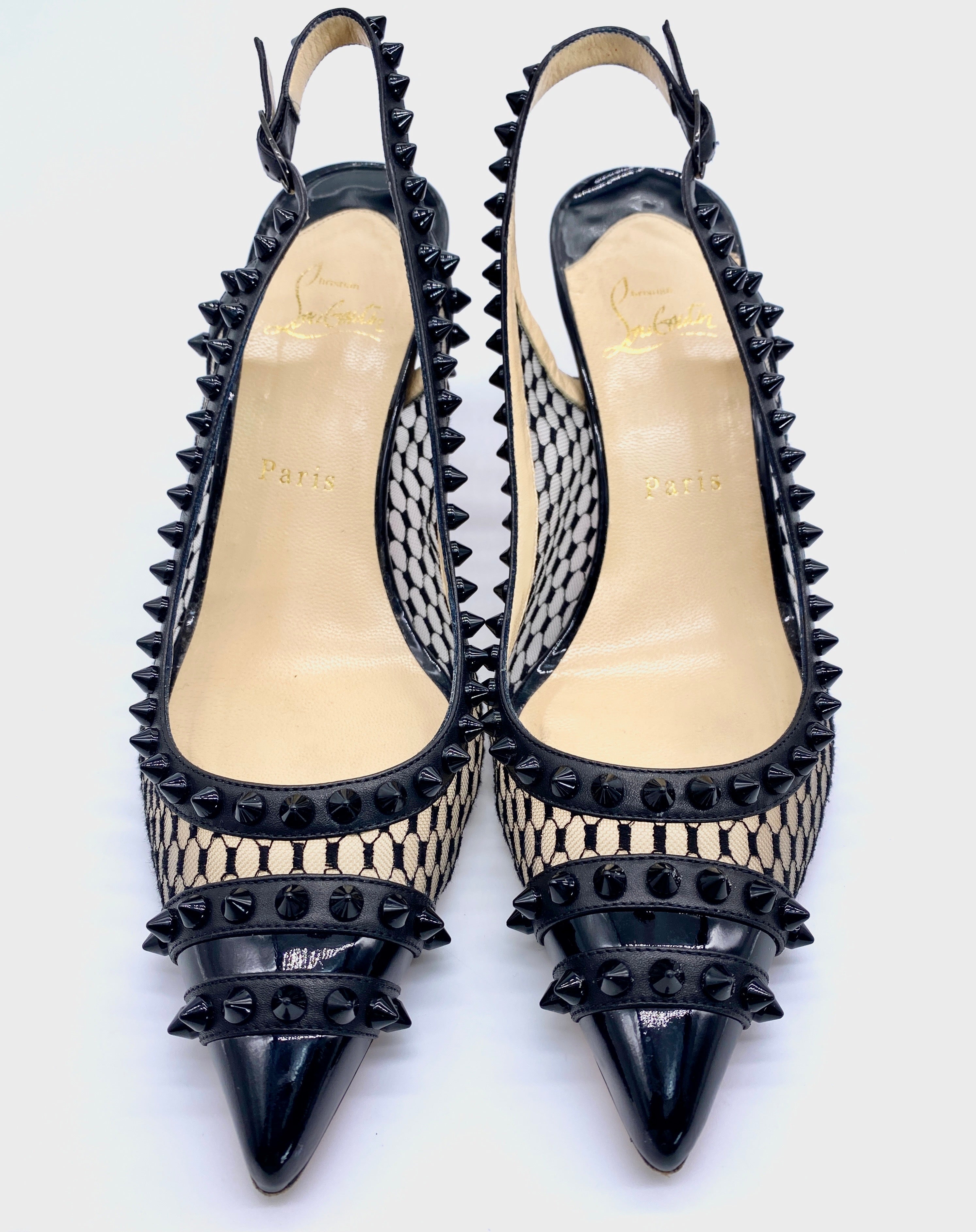 Christian Louboutin BILLY Studded Velvet Spiked Metallic Heel Pumps Shoes  $1495 | eBay