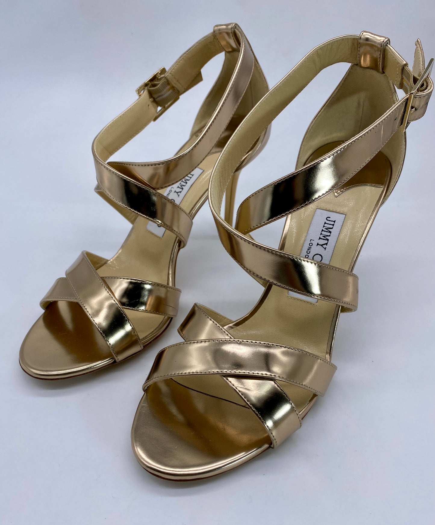 JIMMY CHOO Gold Strappy Heals  Size 39