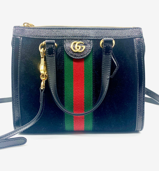 GUCCI Ophidia Small Cross Body Black patent Leather Tote Bag