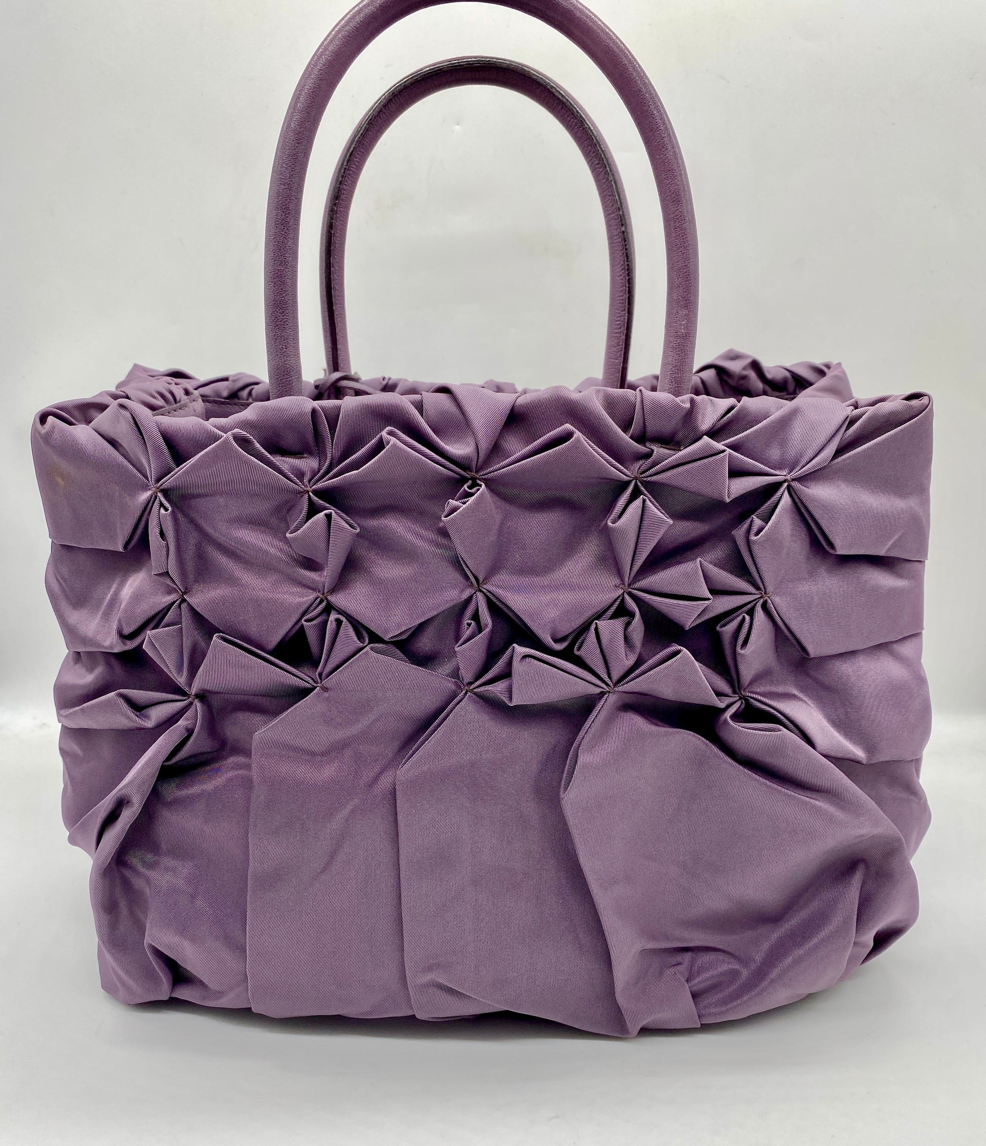 Prada Tessuto Origami Pleated Ruffled Nylon Tote Bag