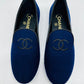 Chanel Navy Wool Wth Black CC Logo Loafer
